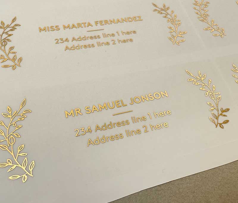 Classic guest address labels foil printed on transparent sticker 14pcs
