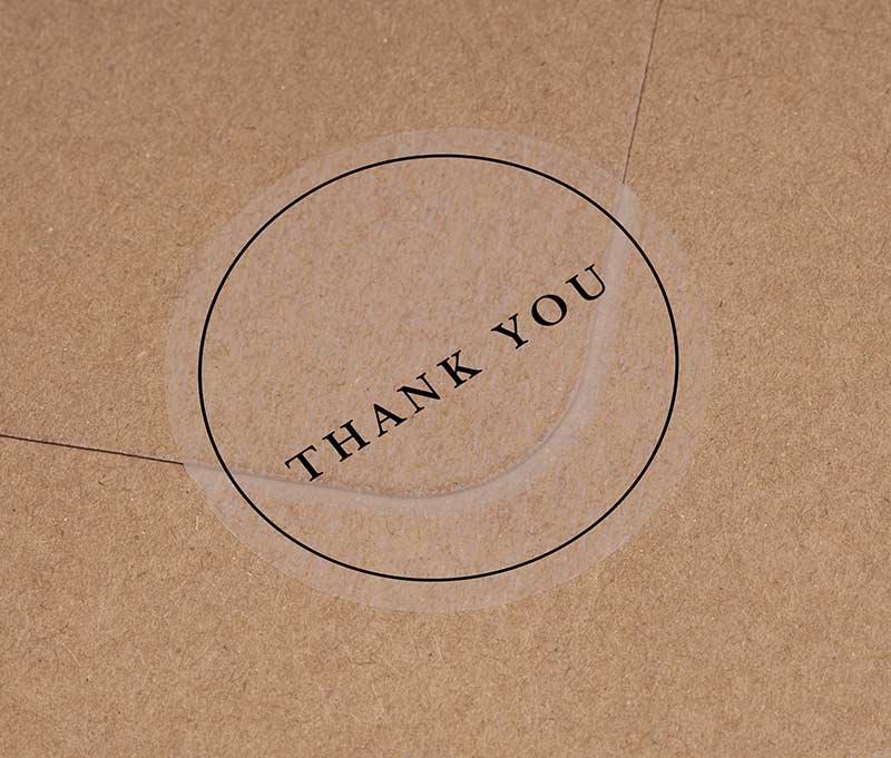 Foiled thank you stickers