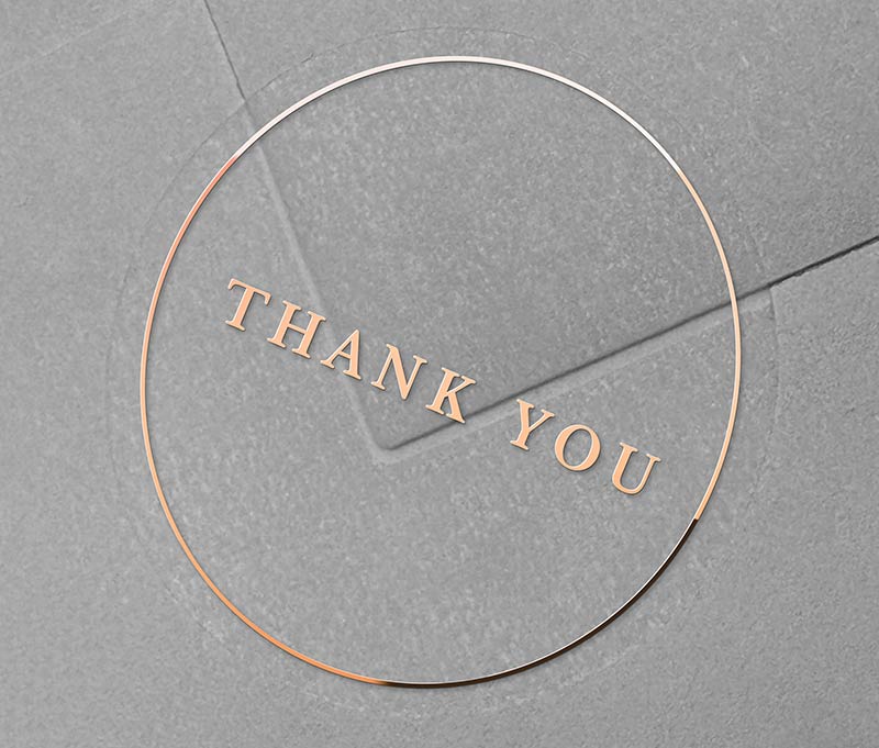 Foiled thank you stickers