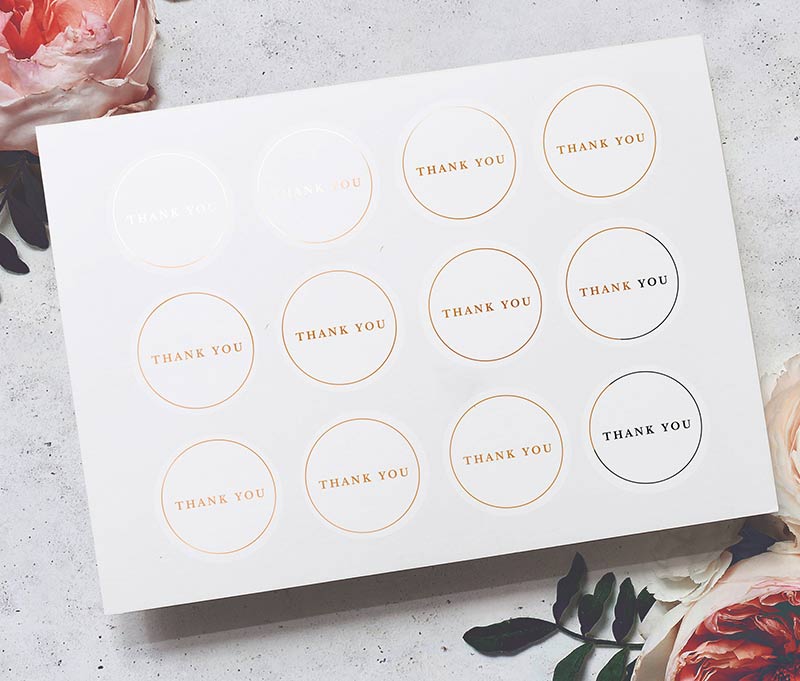 Foiled thank you stickers