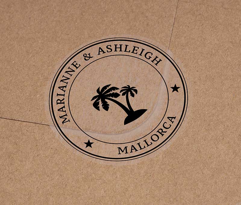 Palm tree wedding stickers foil printed