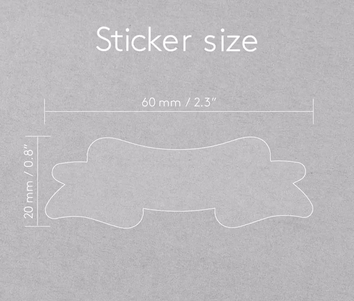 Ribbon shape sticker size