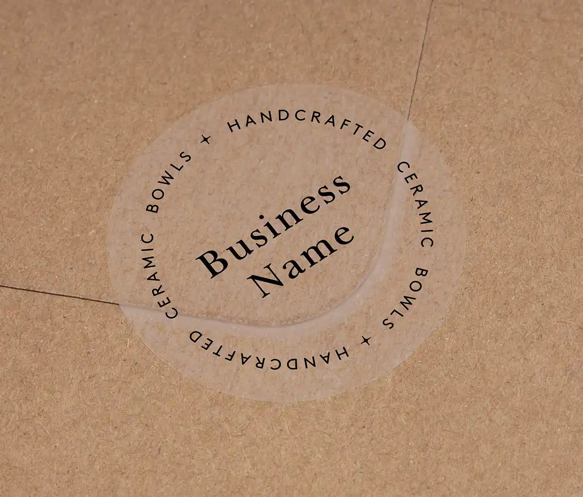 Custom Business name printed in black on clear sticker