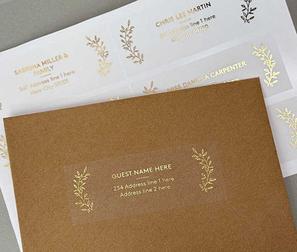 Classic guest address labels foil printed on transparent sticker 14pcs