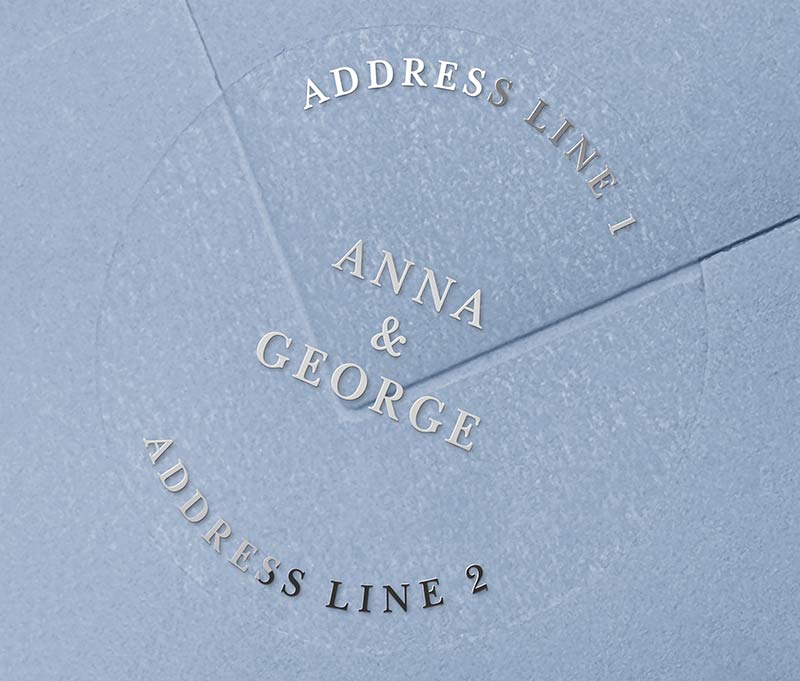 Return address labels printed in silver on clear round sticker