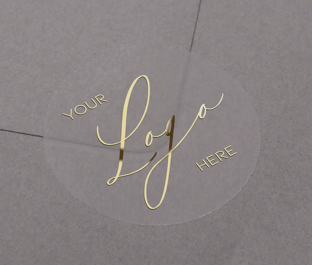 Gold foil printed custom business logo on clear round sticker