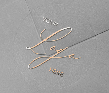 Rose Gold foil printed custom business logo on clear round sticker