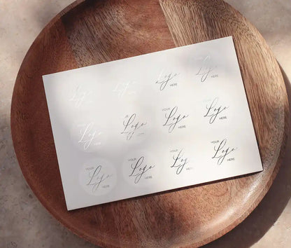 Silver foil printed custom business logo on clear round stickers