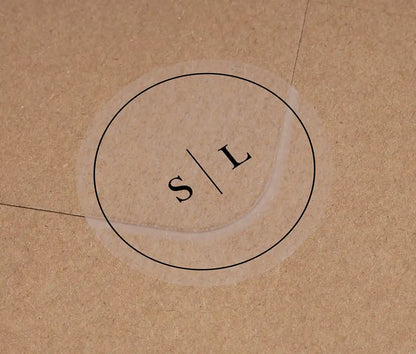 Minimalist Wedding envelope stickers with personalized initials printed on clear round label