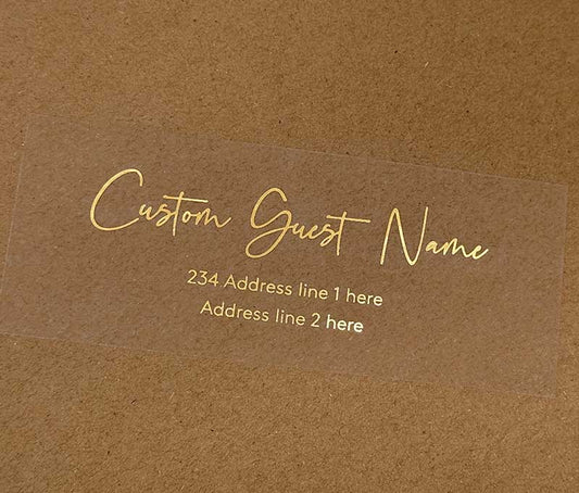 Modern recipient address labels foil printed on transparent sticker 14pcs
