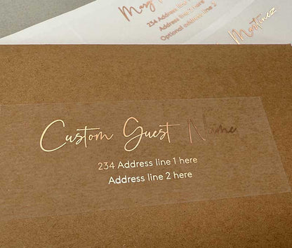 Modern recipient address labels foil printed on transparent sticker 14pcs