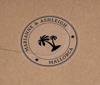 Palm tree wedding stickers foil printed