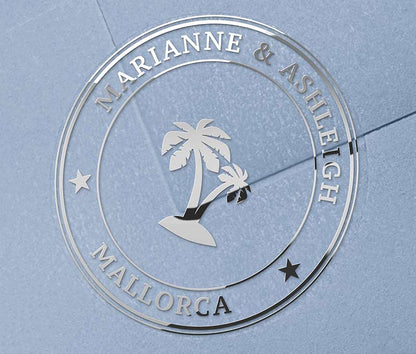Palm tree wedding stickers foil printed