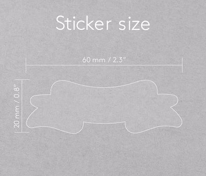 Ribbon shape sticker size