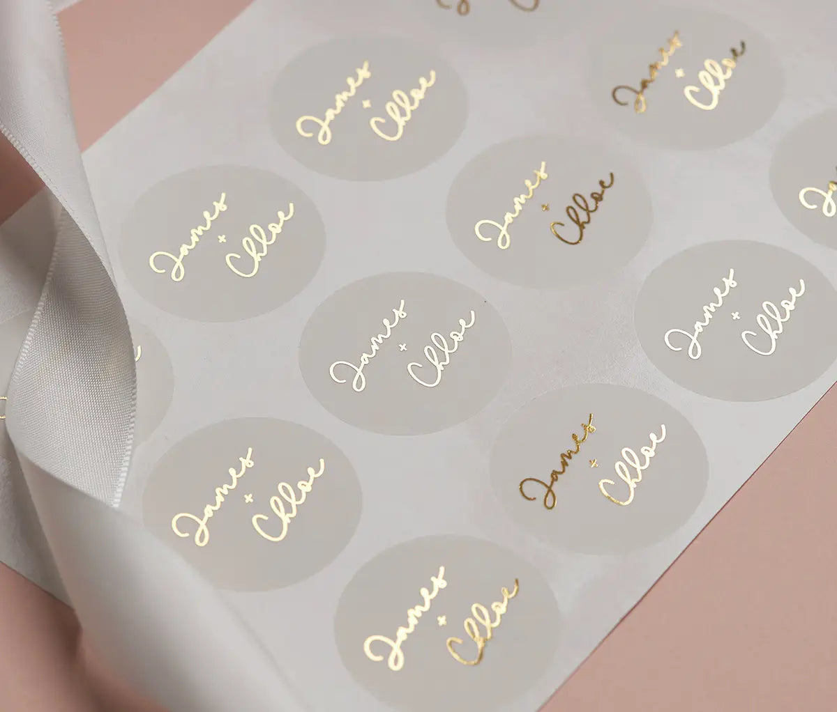 Custom Foiled Wedding Stickers with Names – Luxury Wedding Labels
