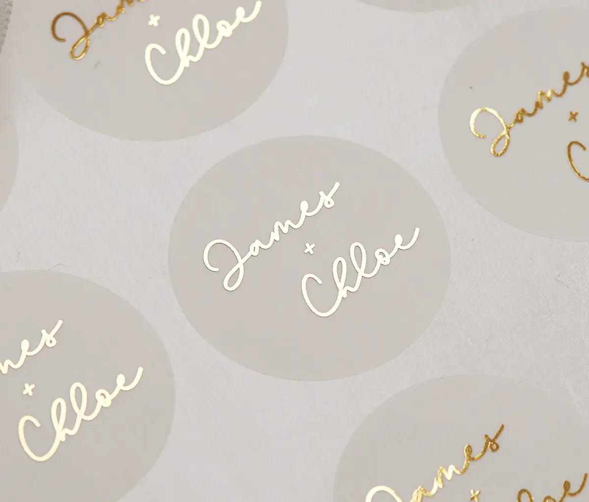 Custom Foiled Wedding Stickers with Names – Luxury Wedding Labels