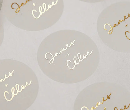 Custom Foiled Wedding Stickers with Names – Luxury Wedding Labels